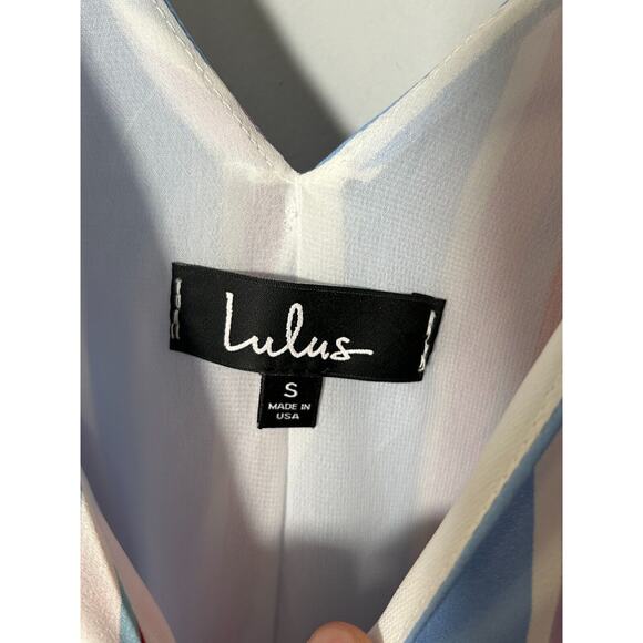 NWT Lulu’s Women's Set Sail Light Blue Multi Striped‎ Tie-Back Mini Dress Size S - Picture 6 of 8